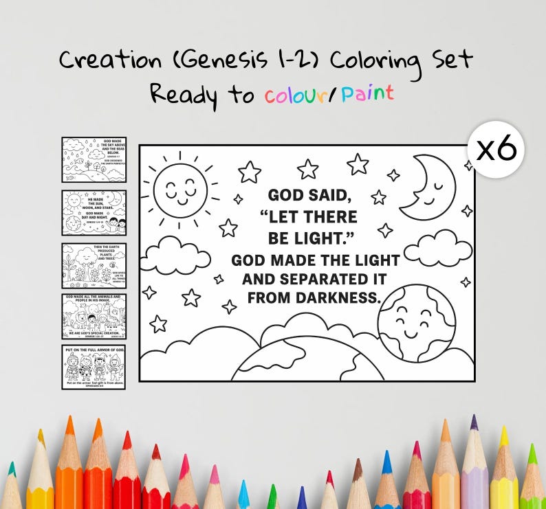 Creation Bible Colouring Pages: listing photo