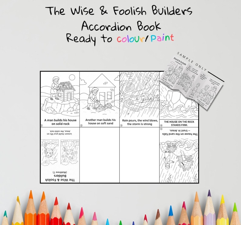 Wise and Foolish Builders Accordion Bible Story Book: listing photo