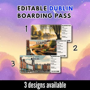 Dublin Trip Surprise Gift Ticket & Birthday Boarding Pass | Editable Printable Flight Ticket (Digital Download)