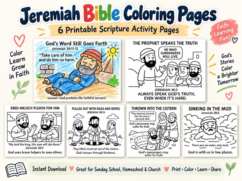 Jeremiah in the Cistern Bible Colouring Pages: listing photo