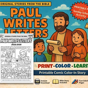 Paul Schreibt Briefe A4 Bibel Comic Ausmalseite | Sonntagsschule Handwerk | Bibelarbeit für Kinder | Aktivitäten in der Kinderkirche | Briefe Bild 1