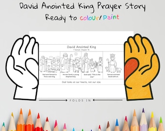 David Anointed King Prayer Hands Craft | God Looks at the Heart Lesson | Christian Coloring Activity | Sunday School Printable