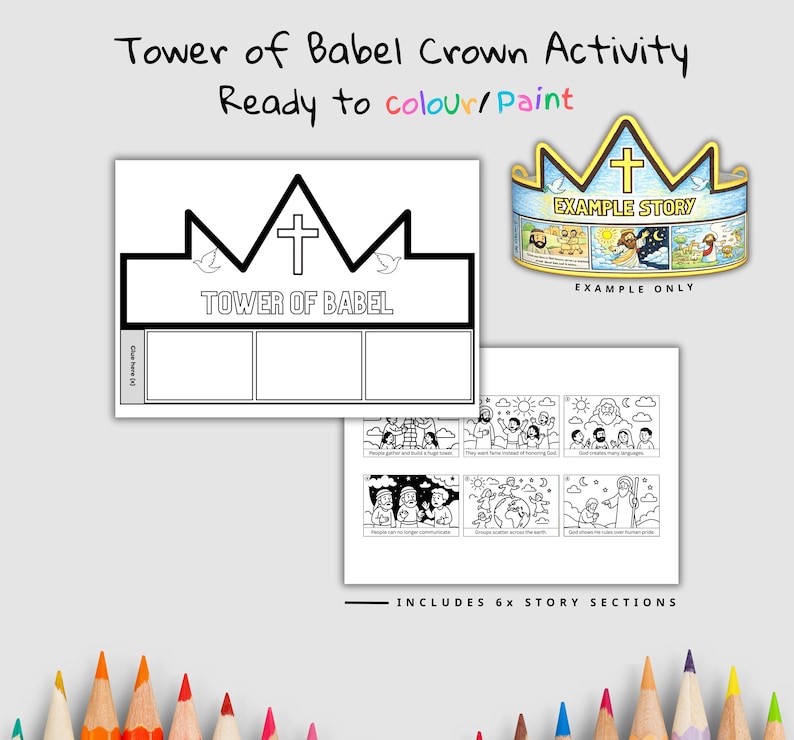 Tower of Babel Bible Crown Craft: listing photo
