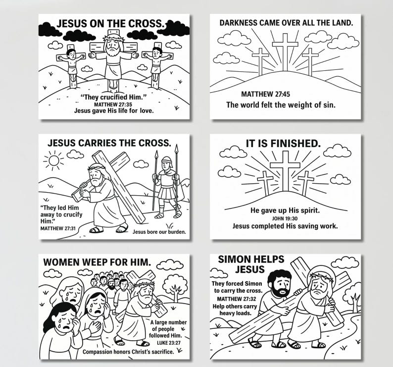 Road to Calvary Coloring Pages Craft | Kids Bible Craft | Matthew 27 ...