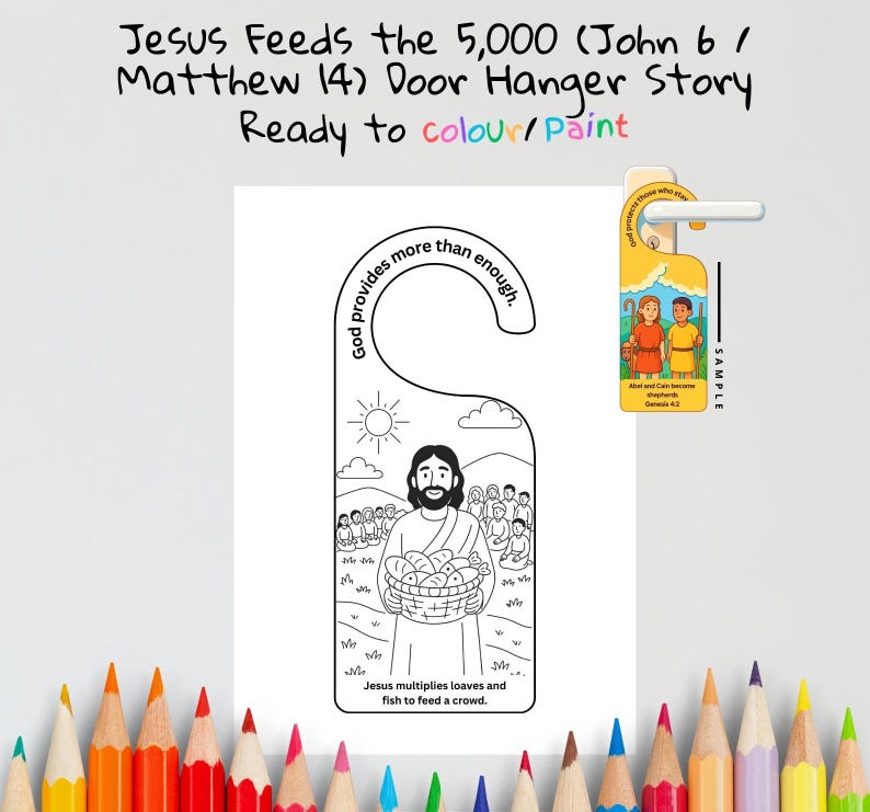 Jesus Feeds 5,000 Bible Door Hanger: listing photo