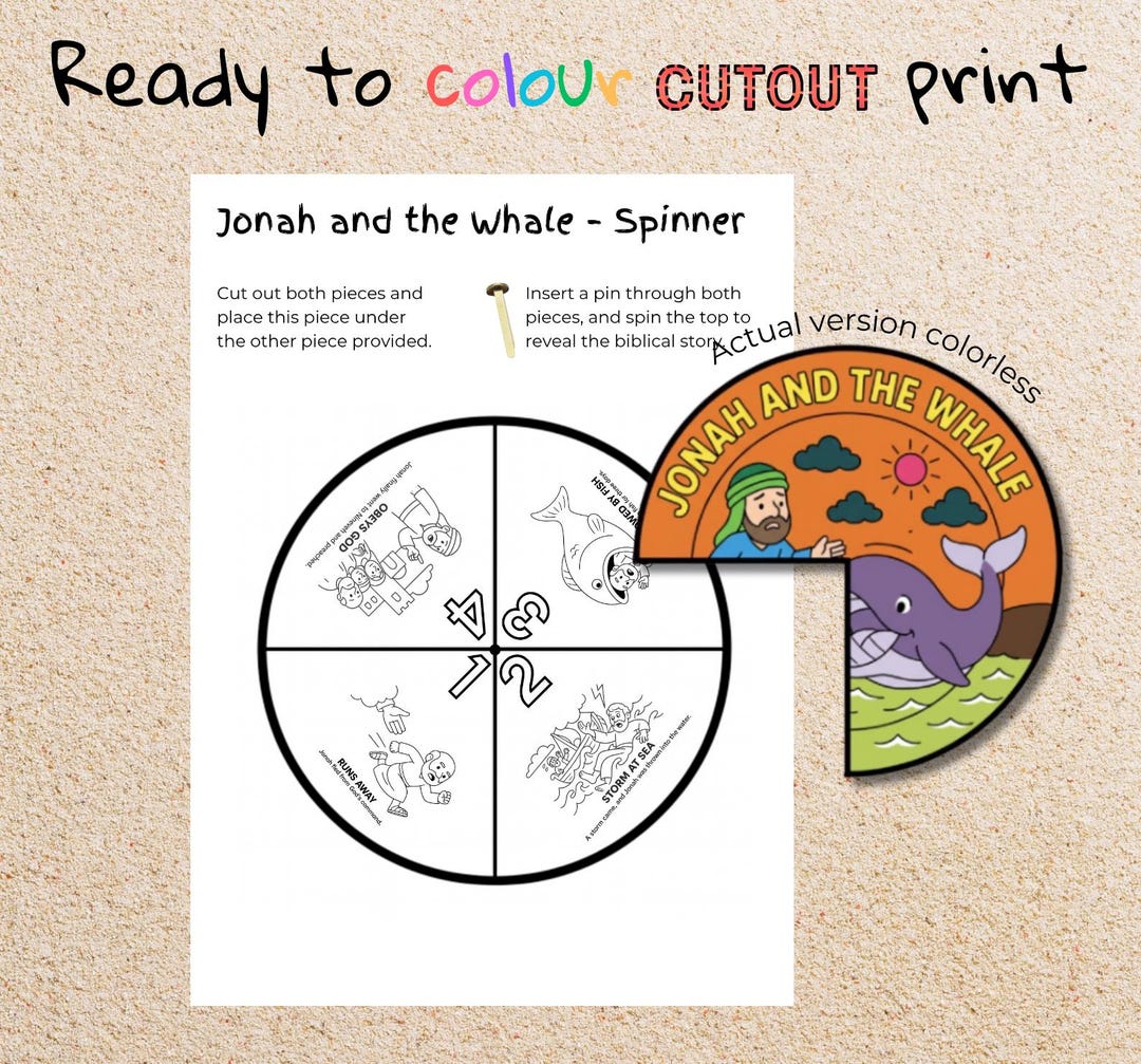 Jonah and the Whale Coloring Wheel, Bible Story Craft for Kids ...