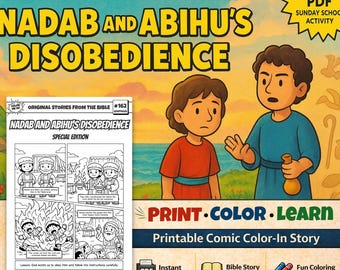 Nadab and Abihu’s Disobedience Lev 10 A4 Bible Comic Coloring Page | Sunday School Craft | Bible Study for Kids | Children’s Church Activity