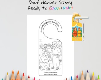 Doubting Thomas Kids Bible Craft Door Hanger | John 20 Coloring Craft | Christian Printable | Bible Activity for Kids