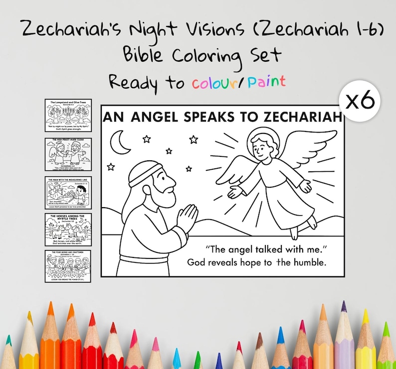 Zechariah’s Night Visions Bible Colouring Pages: listing photo