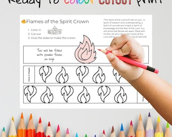 Pentecost Bible Craft – Flames of the Spirit Crown – Sunday School & Church Printable – Scripture Craft for Kids