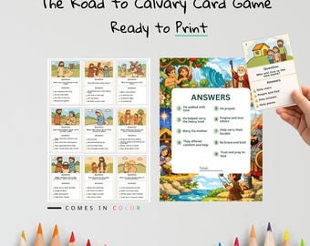 Gioco di carte bibliche per bambini "La strada per il Calvario" / Attività evangelica per bambini / Materiale stampabile cristiano / Gioco di apprendimento della Bibbia