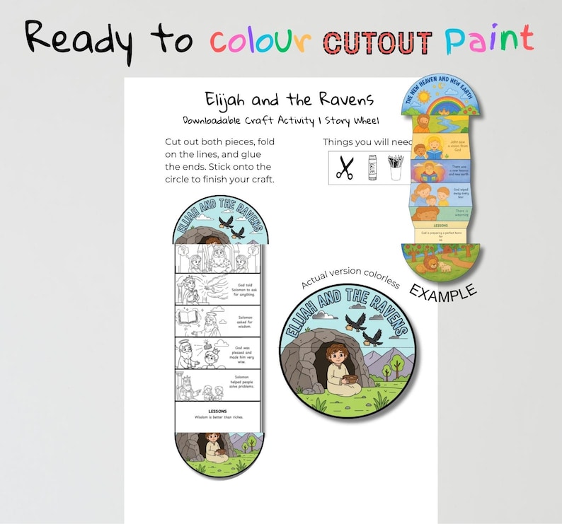 Elijah and the Ravens Fold-Out Bible Craft: listing photo
