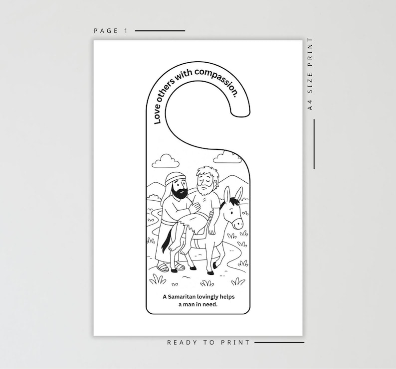 Good Samaritan Kids Bible Craft Door Hanger | Luke 10 Coloring Craft ...