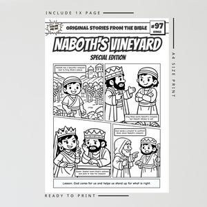 Naboth’s Vineyard A4 Bible Comic Coloring Page | Sunday School Craft | Bible Study for Kids | Children’s Church Activity | 1 Kings 21 image 2