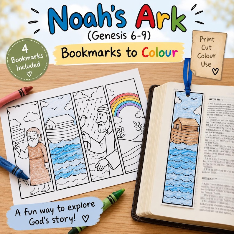 Noah’s Ark Bible Verse Bookmarks: listing photo