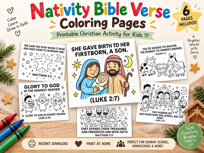 Funny Christmas Nativity Bible Colouring Pages: listing photo