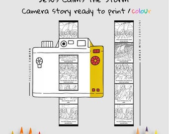 Jesus Calms the Storm Bible Camera Film Craft | Kids Bible Story Activity | Mark 4 Coloring Craft | Christian Printable | Sunday School