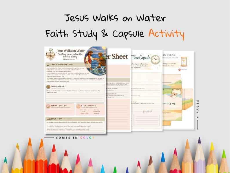Jesus Walks on Water Faith Time Capsule Pack: listing photo