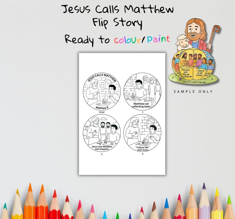 Jesus Calls Matthew 3D Bible Craft: listing photo