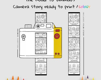 Road to Emmaus Bible Camera Film Craft | Kids Bible Story Activity | Luke 24 Coloring Craft | Christian Printable | Sunday School Lesson