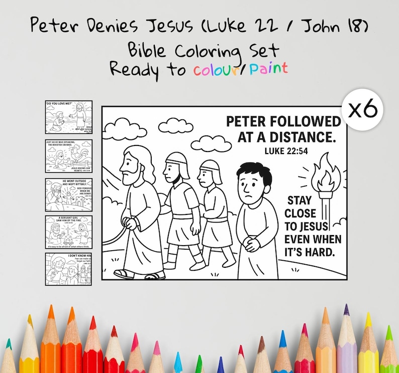 Peter Denies Jesus Bible Colouring Pages: listing photo
