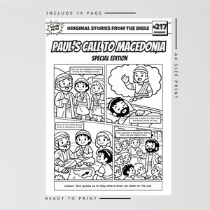 Paul’s Vision of the Macedonian Man A4 Bible Comic Coloring Page for Kids | Sunday School & Children’s Church Activity | Acts 16 image 2