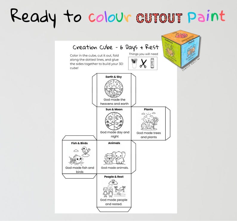 Creation Bible Cube Craft: listing photo