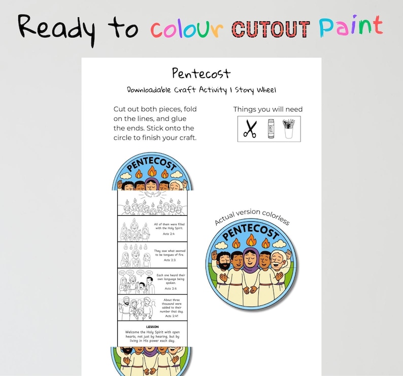 Pentecost Fold-Out Bible Craft: listing photo