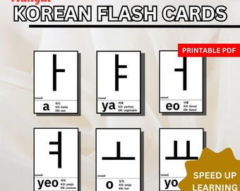 Printable Korean Hangul Alphabet Flashcards – Korean Alphabet, Vowels & Consonants – Korean Learning Pintable's for Beginners