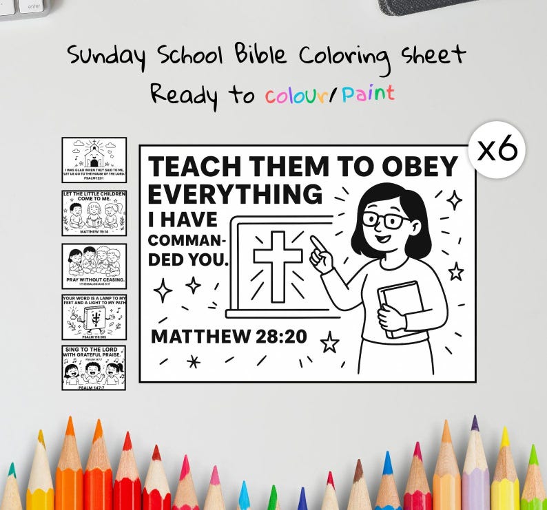 Sunday School Bible Colouring Pages for Kids: listing photo