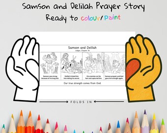Samson & Delilah Prayer Hands Craft | Strength From God Lesson | Christian Coloring Activity | Sunday School Printable