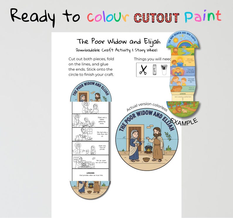 The Poor Widow and Elijah Fold-Out Bible Craft: listing photo