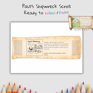 Paul’s Shipwreck Scroll Sunday School Craft | Bible Craft Printable | Kid Bible Story Activity | Christian Coloring Craft | Digital Download