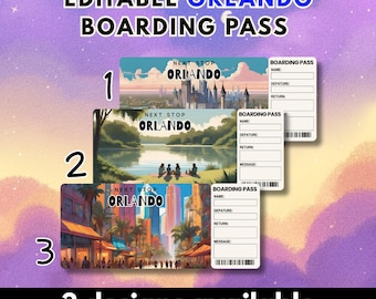 Orlando Vacation Boarding Pass Gift | Editable Flight Ticket Template | Printable Trip Announcement (Digital Download)