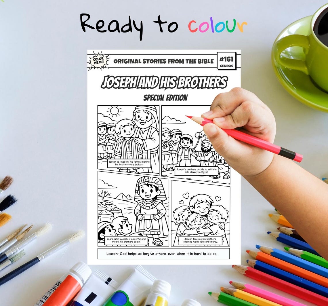 Joseph and His Brothers A4 Bible Comic Coloring Page | Sunday School ...