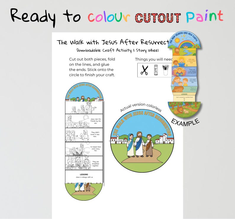 The Walk with Jesus After Resurrection Fold-Out Bible Craft for Kids: listing photo