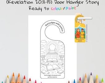 Great White Throne Kids Bible Craft Door Hanger | Revelation 20 Coloring Craft | Christian Printable | Bible Activity for Kids