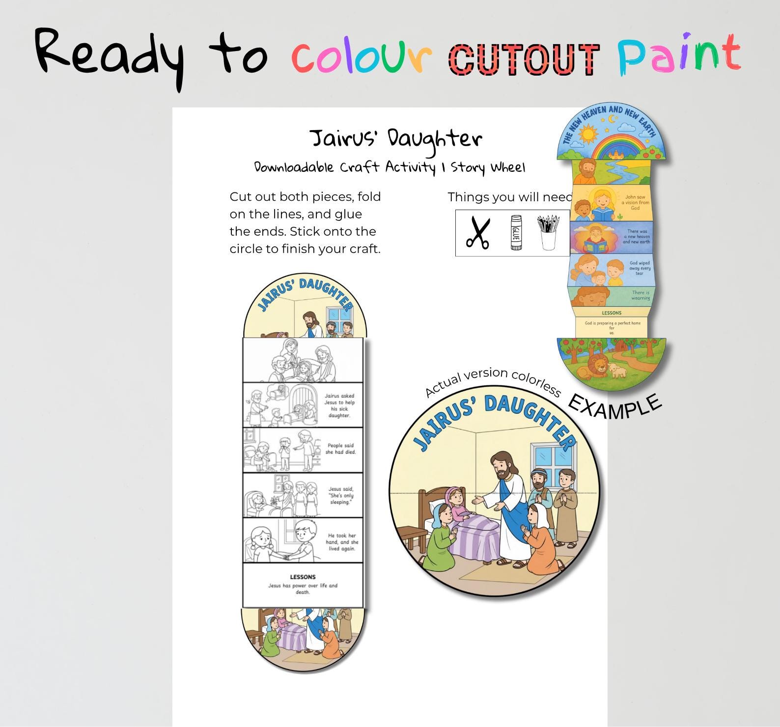 Jairus’ Daughter Bible Craft Jesus Heals Lesson Christian Coloring