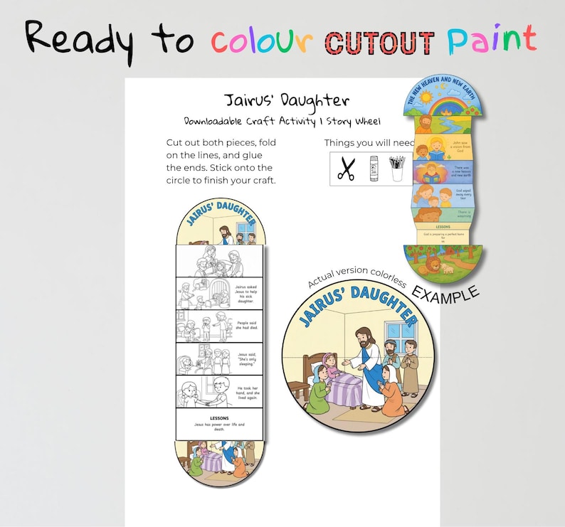 Jairus’ Daughter Fold-Out Bible Craft: listing photo