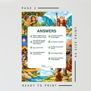 May include: A4 size print with colorful illustrations and text. The page features a children's activity with the word "ANSWERS" and numbered questions. The bottom of the page reads "READY TO PRINT".