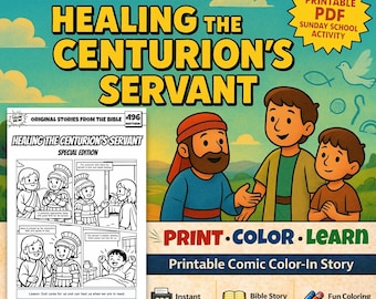 Healing the Centurion’s Servant A4 Bible Comic Coloring Page for Kids | Sunday School & Children’s Church Activity | Matthew 8