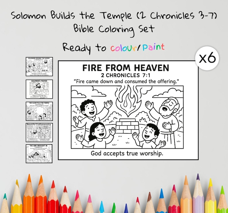 Solomon Builds the Temple Bible Colouring Pages: listing photo