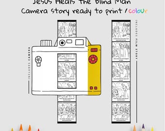 Gesù guarisce il cieco / Attività con la pellicola della Bibbia per bambini / Attività da colorare su Giovanni 9 / Materiale stampabile cristiano / Scuola domenicale