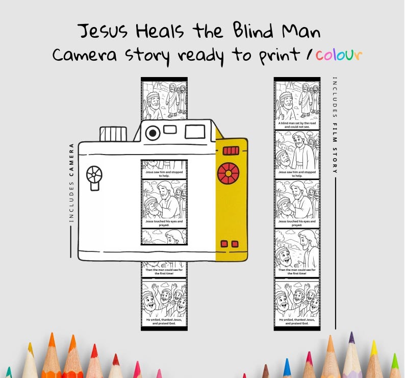 Jesus Heals the Blind Man Camera Craft: listing photo