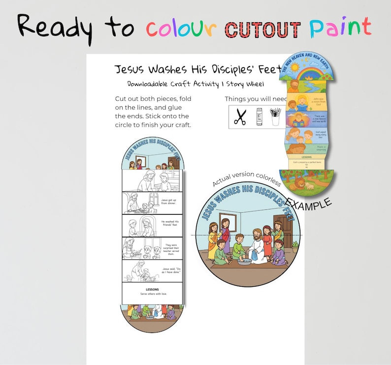Jesus Washes His Disciples’ Feet Fold-Out Bible Craft for Kids: listing photo