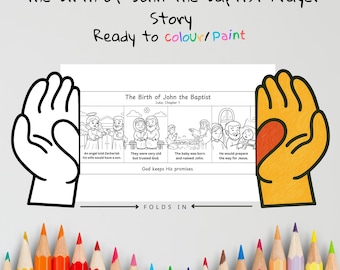 Birth of John the Baptist Prayer Hands Craft | God Keeps His Promises Lesson | Christian Coloring Activity | Sunday School Printable