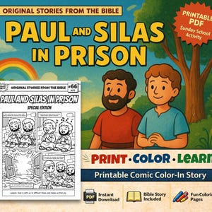 Paul and Silas in Prison A4 Bible Comic Coloring Page | Sunday School Craft | Bible Study for Kids | Children’s Church Activity | Acts 16