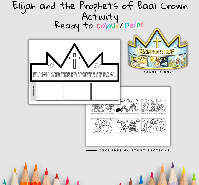 Elijah and Baal Bible Crown Craft: listing photo