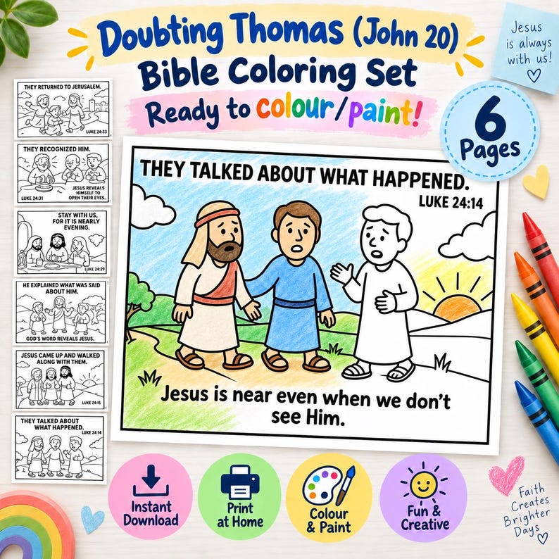 Doubting Thomas Bible Colouring Pages: listing photo