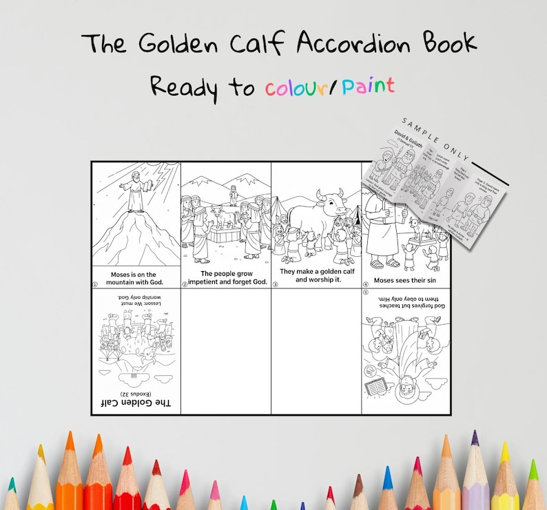 Golden Calf Accordion Bible Story Book: listing photo
